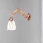 Tapered Clear Glass Wall Lamp Industrial Single Bulb Living Room Sconces Light in Rose Gold
