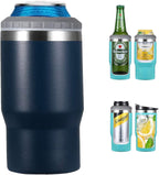 4 in 1 stainless steel can/bottle insulator, 14Oz two-way lid SUS insulated can cooler, beer bottle holder (Black)