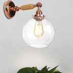 Orb Shade Clear Glass Wall Lamp Industrial Single Bulb Living Room Wall Light in Rose Gold