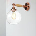 Orb Shade Clear Glass Wall Lamp Industrial Single Bulb Living Room Wall Light in Rose Gold