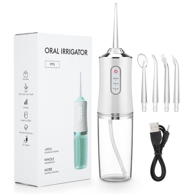 Waterproof irrigator dental cleaner, cordless & rechargeable water floss