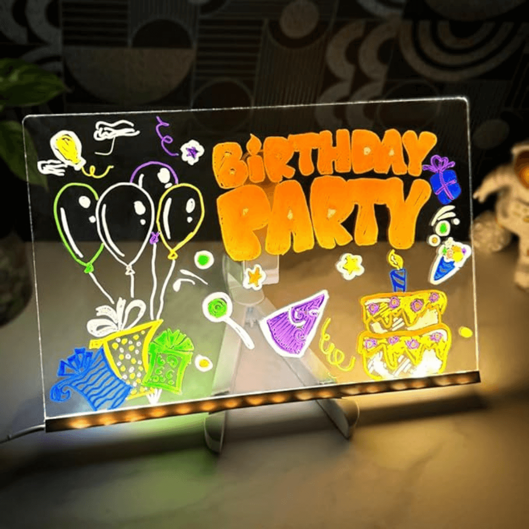 Kiddli LED Drawing Board – Reusable Writing Board with Light Pen