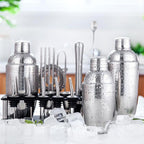 23pcs/Set Bartender Kit Professional Versatility Stainless Steel Martini Cocktail Shaker with Stand Bar Accessories