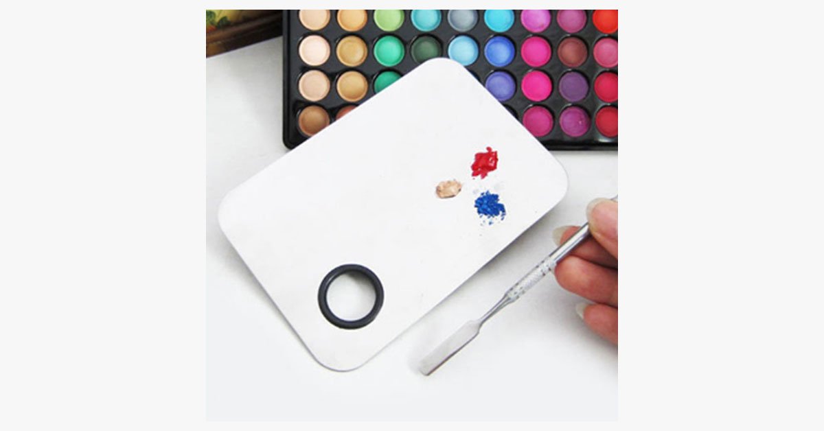 Beautiful stainless steel mixing palette with spatula tool