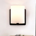 White Umbrella Wall Light with Black Base 1 Light Modern Style Milk Glass Wall Light for the Living Room
