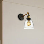 Tapered Bedroom Wall Light Lighting Decoration Rustic Clear Glass 1 Light Black Wall Lamp with Plug Cable