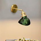 Rotatable Wall Light for Adults Bedroom Metal Single Light Green and Brass Wall Lamp