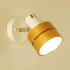 Study Room Drum Wall Lamp Corner Adjustable Wood Contemporary 1 Light Beige Wall Lamp