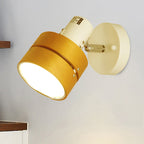 Study Room Drum Wall Lamp Corner Adjustable Wood Contemporary 1 Light Beige Wall Lamp