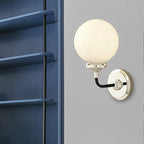 Modern Globe Shade Wall Lamp Fixture 1/2-Bulb Opal Glass Sconce Light in Antique Brass/Chrome
