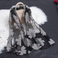Silk scarf with cut flowers hollow motif