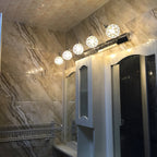 Orbit Wall Light Sconce Modernist Stylish Clear Crystal 3/4 Lights Black Surface Cosmetic Mirror Light, Warm/White Light
