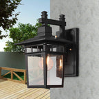 Lantern Clear Glass Wall Hanging Lamp Industrial Single Bulb Veranda Wall Light in Black
