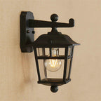 Lantern Clear Glass Wall Hanging Lamp Industrial Single Bulb Veranda Wall Light in Black