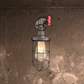 Wire frame corridor wall lamp iron 1 head farmhouse wall lighting with red shade design in antique bronze/black