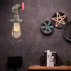 Wire frame corridor wall lamp iron 1 head farmhouse wall lighting with red shade design in antique bronze/black
