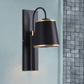 Tapered Bedroom Wall Light Black Fabric 1 Light Vintage Stylish Wall Lamp with Goose Neck Arm
