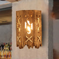 Wood Cylinder Shade Wall Lamp Country Style 1 Head Brown Wall Light for Restaurant