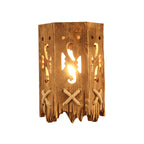 Wood Cylinder Shade Wall Lamp Country Style 1 Head Brown Wall Light for Restaurant