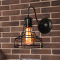 Metal Shed Wall Lamp Industrial Style 1 Lamp Black Wall Mounted Lamp with Wire Frame and Gooseneck Arm