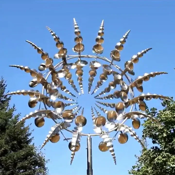 Magical and unique kinetic wind turbine made of metal