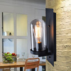 Industrial metal wall lamp 1-head bar lamp with glass shade for bedroom living room