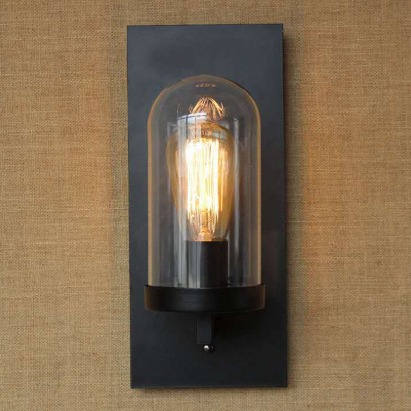 Industrial metal wall lamp 1-head bar lamp with glass shade for bedroom living room