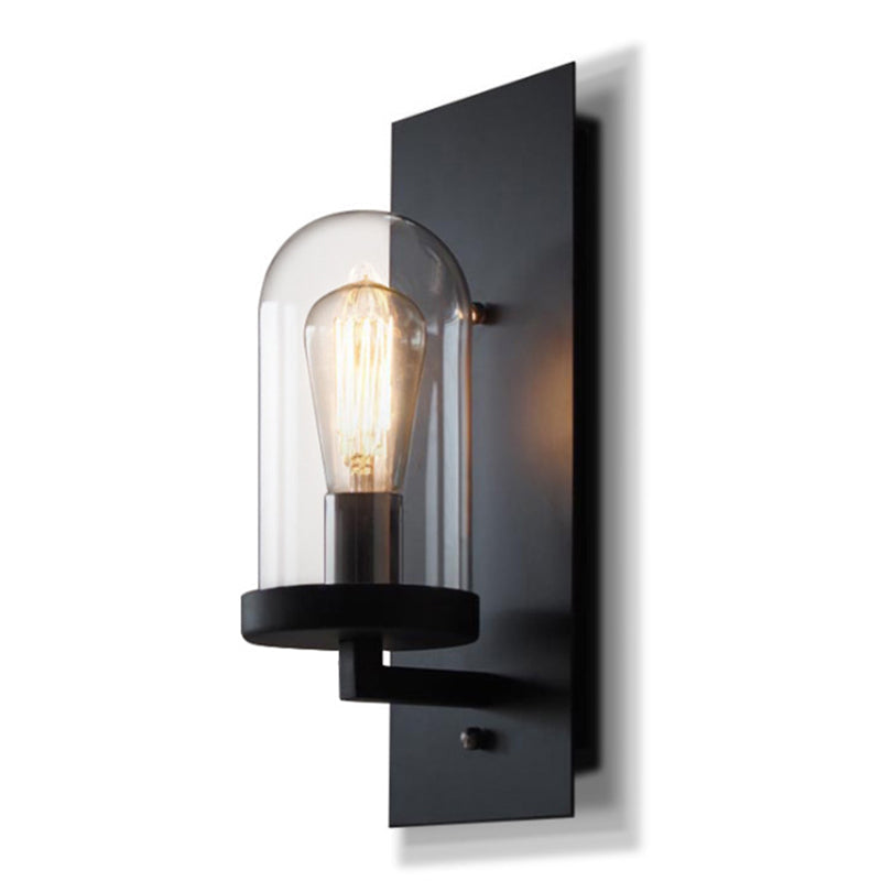 Industrial metal wall lamp 1-head bar lamp with glass shade for bedroom living room