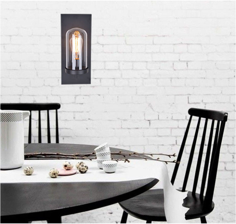 Industrial metal wall lamp 1-head bar lamp with glass shade for bedroom living room