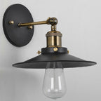 Vintage Industrial Style Wall Light Single Light with Flat Round, Flared Metal Shade for the Bar