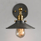 Vintage Industrial Style Wall Light Single Light with Flat Round, Flared Metal Shade for the Bar