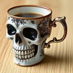 Gothic Skull Decorative Mug Noctura – Artistic Hand-Painted Skull Decoration