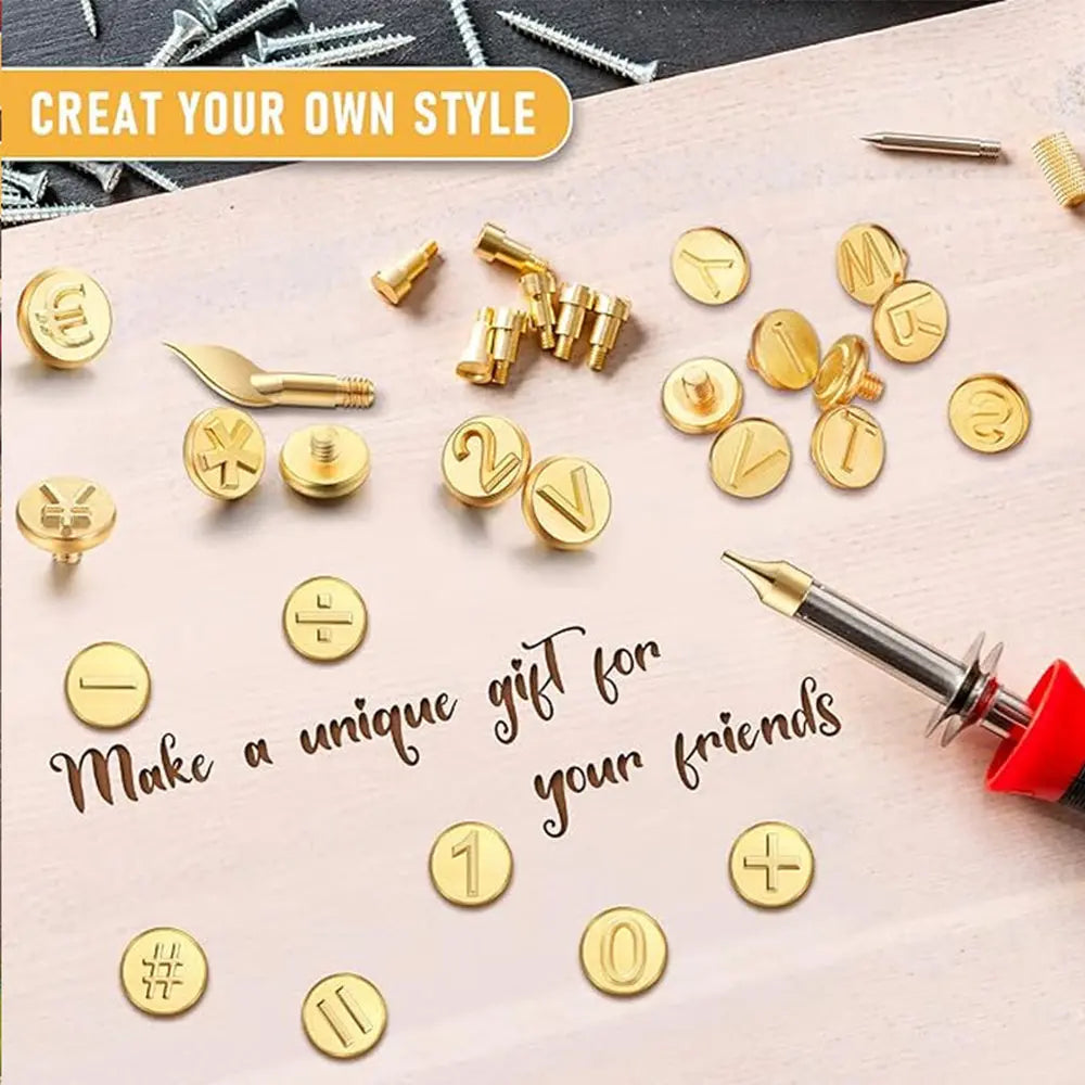 26/58-piece Letter Copper Embossing Set for DIY Wood and Leather Engraving