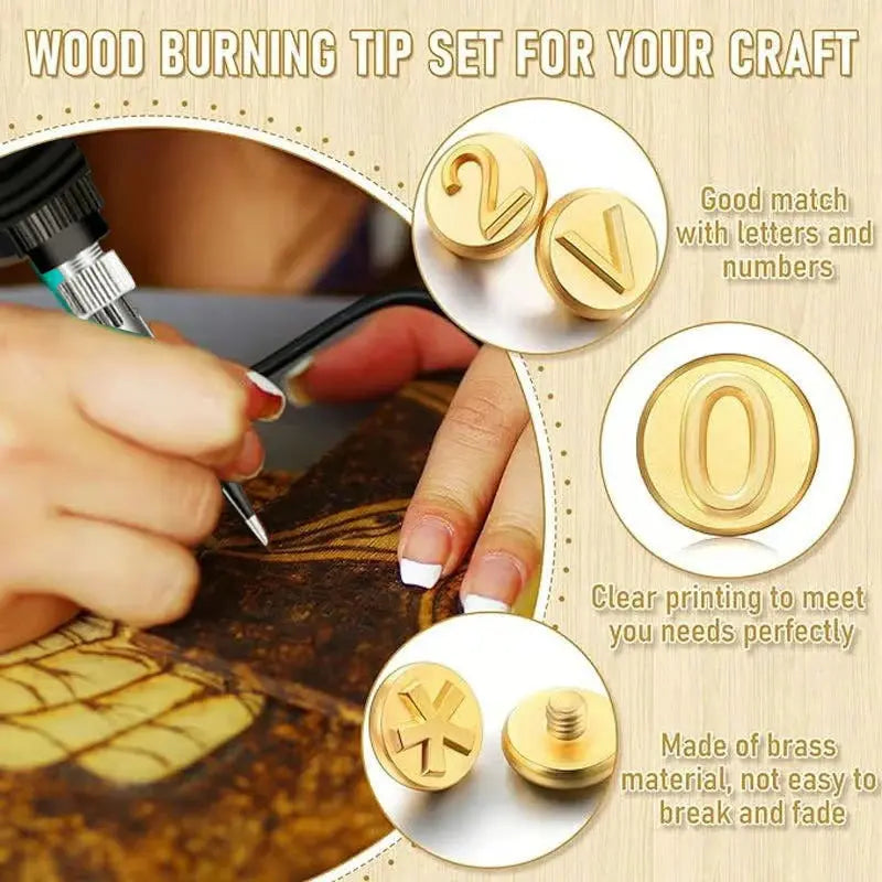 26/58-piece Letter Copper Embossing Set for DIY Wood and Leather Engraving