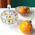 Glass jar for candies – colorful patterns adding charm to any space
