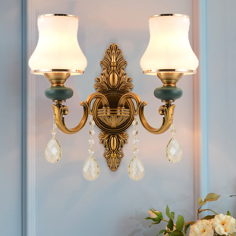 Vase White Glass Wall Mount Light Nordic Living Room 1/2 Heads Brass Wall Lamp