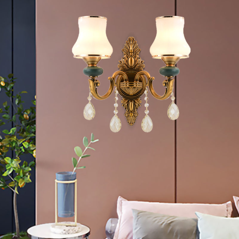 Vase White Glass Wall Mount Light Nordic Living Room 1/2 Heads Brass Wall Lamp