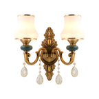 Vase White Glass Wall Mount Light Nordic Living Room 1/2 Heads Brass Wall Lamp