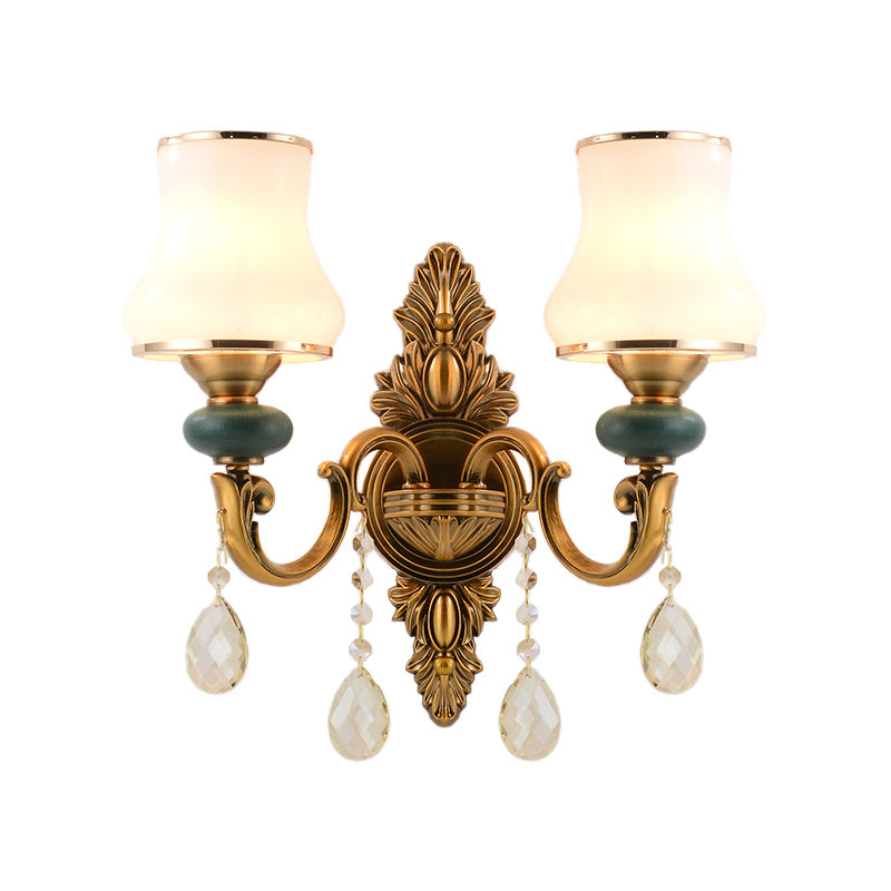 Vase White Glass Wall Mount Light Nordic Living Room 1/2 Heads Brass Wall Lamp