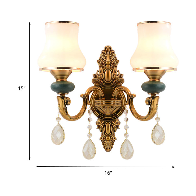 Vase White Glass Wall Mount Light Nordic Living Room 1/2 Heads Brass Wall Lamp