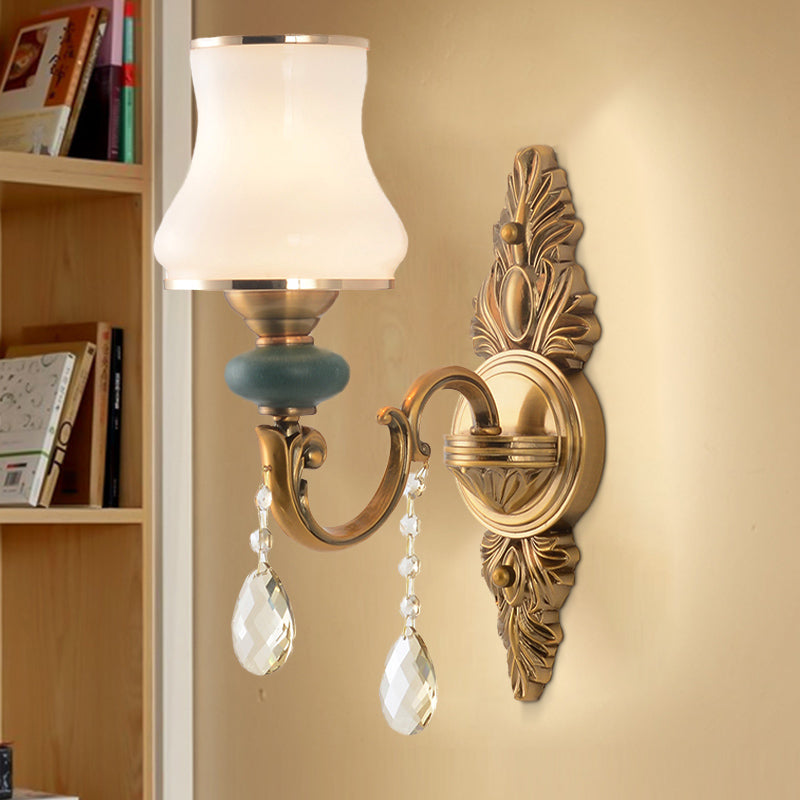 Vase White Glass Wall Mount Light Nordic Living Room 1/2 Heads Brass Wall Lamp