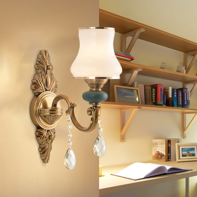 Vase White Glass Wall Mount Light Nordic Living Room 1/2 Heads Brass Wall Lamp