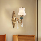 Vase White Glass Wall Mount Light Nordic Living Room 1/2 Heads Brass Wall Lamp