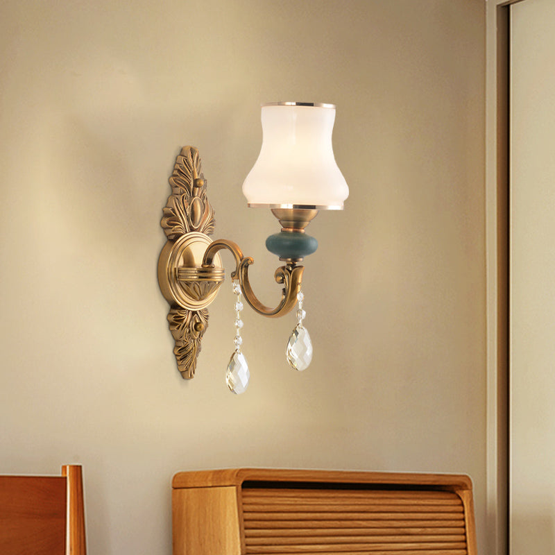 Vase White Glass Wall Mount Light Nordic Living Room 1/2 Heads Brass Wall Lamp