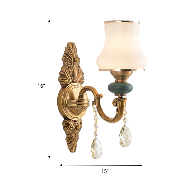 Vase White Glass Wall Mount Light Nordic Living Room 1/2 Heads Brass Wall Lamp