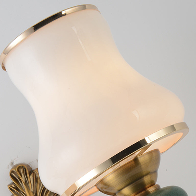 Vase White Glass Wall Mount Light Nordic Living Room 1/2 Heads Brass Wall Lamp
