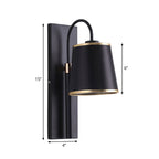 Tapered Bedroom Wall Light Black Fabric 1 Light Vintage Stylish Wall Lamp with Goose Neck Arm