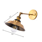 Rotatable Barn/Cone Shade Wall Lamp Industrial Style Metal 1 Head Wall Lighting Fixture in Brass for Kitchen