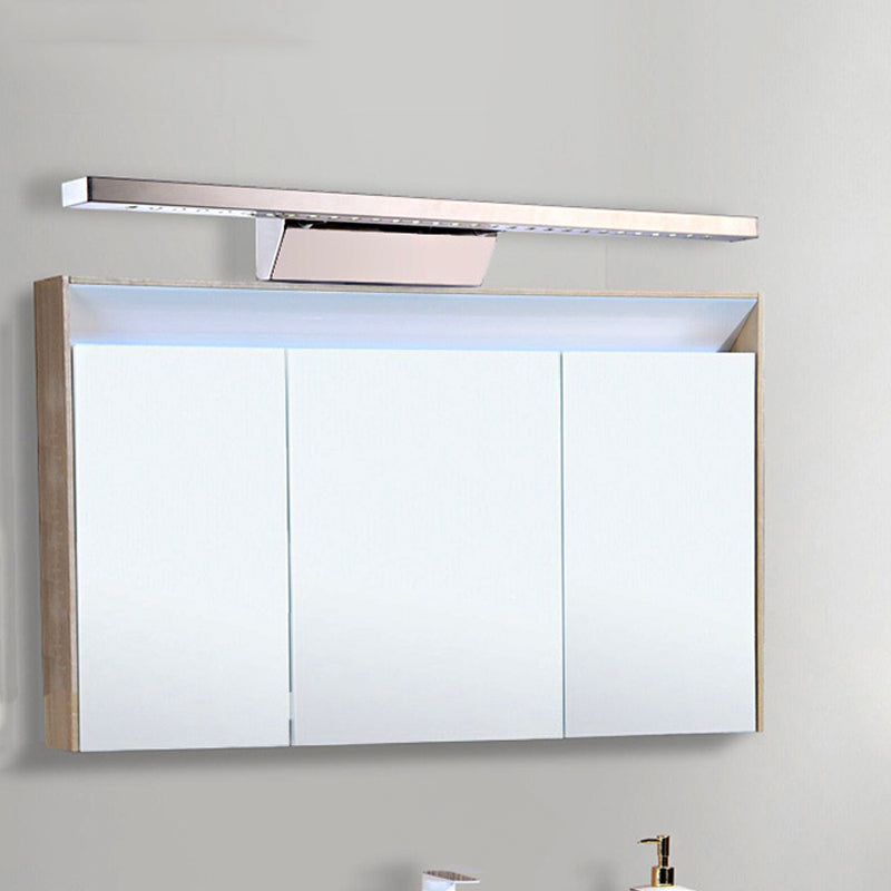 Rectangular Interior Mirror Light Stainless Steel 16"/19.5" W LED Modern Wall-Mounted Light in Chrome, Warm/White Lighting