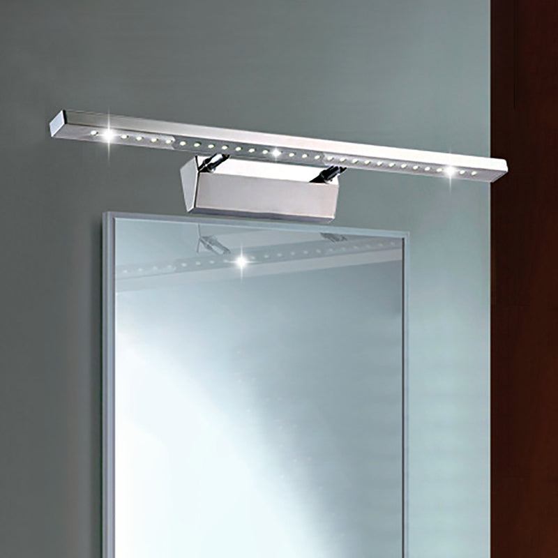 Rectangular Interior Mirror Light Stainless Steel 16"/19.5" W LED Modern Wall-Mounted Light in Chrome, Warm/White Lighting